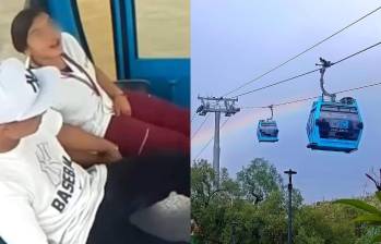 Momento en el que la pareja estaba dentro de la cabina y tuvieron relaciones sexuales. FOTO: Toma video redes sociales
