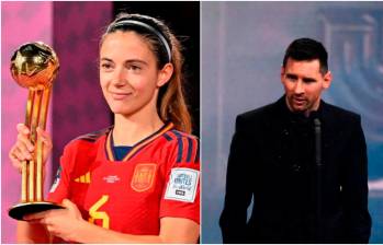 La futbolista española Aitana Bonmati ganó su primer premio The Best. El argentino Lionel Messi consiguió el premio por tercera vez. FOTO: TOMADA DEL X DE @fifaworldcup_es
