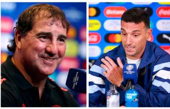 Lorenzo y Scaloni, los técnicos que tienen soñando a la selecciones de Colombia y Argentina. FOTOS AFP