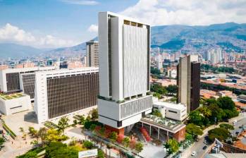 Prototipo del edificio de 28 pisos que será la sede del Palacio de Justicia de Medellín para 2027. FOTO: Cortesía Agencia Nacional Inmobiliaria Virgilio Barco