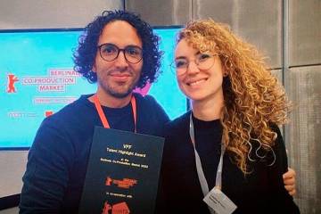 Jaime Guerrero Naudín y Catalina Arroyave en el festival de cine de Berlín. FOTO Cortesía 