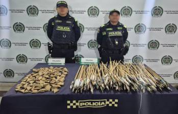 Parte del material incautado por las autoridades de Bello en el barrio Villas del Sol. FOTO: Cortesía.