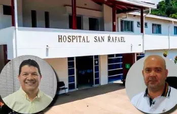A la izquierda, el alcalde de Andes Germán Alexander Vélez Orozco. A la derecha, Luis Fabián Otero López, exgerente del Hospital San Rafael de Andes. FOTO: imagen tomada de redes.