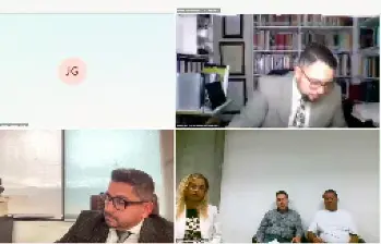 El viernes se definiría si Yaneth Rúa, Misael Cadavid y Elkin González (abajo-derecha) van a prisión o permanecen en libertad. FOTO: Captura de video