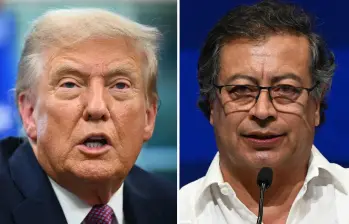 A la izquierda, el presidente de Estados Unidos, Donald Trump; a la derecha, el presidente Gustavo Petro. FOTO: AFP