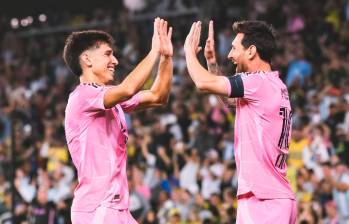Lionel Messi festejando su golazo con el Inter Miami. FOTO @InterMiamiCF