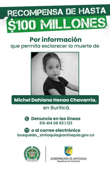 El gobernador Andrés Julián Rendón, anunció este martes, en las exequias de la menor que doblarán a 100 millones de pesos el valor de la recompensa por información que permita esclarecer la muerte de la niña. Foto: Cortesía
