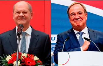 Olaf Scholz (a la izquierda), el candidato del Partido Socialdemócrata (SPD), se alzó con el 25,7 % de los votos; Armin Laschet (a la derecha), el hombre de la CDU, el partido de Merkel, se situó segundo con el 24,1 %. Fotos: EFE