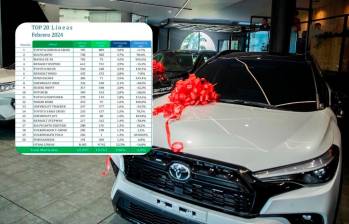 Toyota fue la marca líder en ventas de vehículos nuevos en Colombia durante febrero de 2024. FOTO JUAN ANTONIO SÁNCHEZ