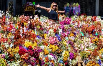 Plaza Mayor se transforma en un museo floral tras el Desfile de silleteros. Las coloridas y elaboradas silletas, verdaderas obras de arte campesino, se encuentran en este lugar para el disfrute de todos. Foto: Jaime Pérez