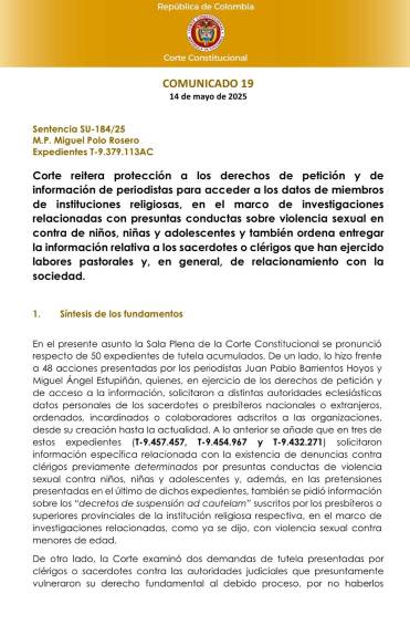 Por orden de la Corte, iglesia Católica deberá entregar información secreta sobre casos de pederastia