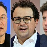 Elon Musk, Dario Amodei y Sam Altman, directivos de xAI, Anthropic y OpenAI, respectivamente, respaldaron un llamado a reducir el ritmo de desarrollo de la IA. FOTO AFP