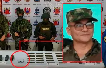 Las gafas de “Iván Mordisco” quedaron entre los elementos incautados en el asalto al campamento de Vaupés. FOTOS: CORTESÍA FF.MM. Y ARCHIVO.