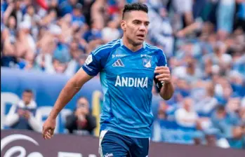 Radamel Falcao García marcó en el Atanasio Girardot y le da la victoria parcial al visitante. FOTO TOMADA X@MillosFCoficial