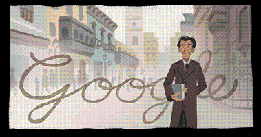 El Doodle muestra al escritor Julio Ramón Ribeyro caminando por las calles de Lima. FOTO cortesía