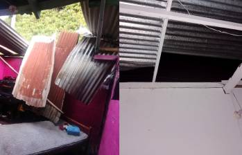 Algunas de las viviendas afectadas por el vendaval. FOTO: Twitter @DagranAntioquia