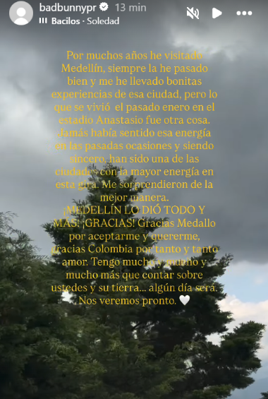 ¿Por qué Bad Bunny está compartiendo imágenes de Medellín? 