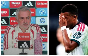 Mourinho salió en defensa de Mbappé. FOTOS PANTALLAZO DE LA RUEDA DE PRENSA Y GETTY