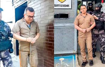 Esposados de pies y manos e ingresando a vehículos oficiales, se cumplió la orden de traslado de Olmedo López y Sneyder Pinilla desde guarniciones militares hacia el complejo carcelario La Picota en Bogotá. Fotos: tomadas de video