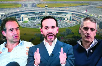 El gobernador Andrés Julián Rendón (der.), el alcalde Federico Gutiérrez (izq.) y el presidente Abelardo de la Espriella se reunieron antes de la posesión para discutir temas de la región. La ampliación del aeropuerto José María Córdova es prioridad en este departamento. FOTO EL COLOMBIANO. 