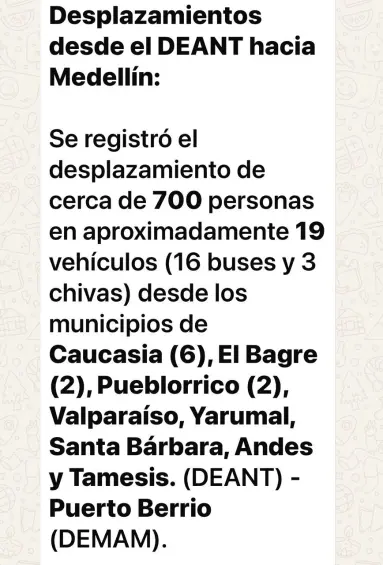 Minuto a minuto: Aumentan denuncias del traslado de centenas de personas desde diferentes municipios antioqueños al Parque de las Luces