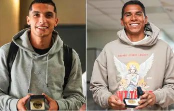 Los jugadore Kevin Serna y Kevin Mier fueron los primeros en reportarse a la concentración de la Selección Colombia en Estados Unidos. FOTO CORTESÍA FCF 