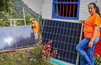 Instalación de los paneles solares en algnas de las veredas del municipio de Sonsón. FOTO: imagen tomada de redes.