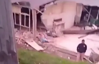 Así quedó la base militar del Batallón de Infantería Liviana N°13 después del atentado del Eln. FOTO: Captura de pantalla