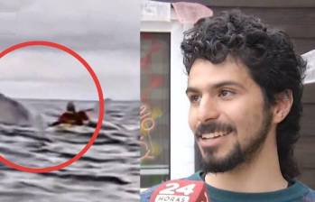 Adrián Simancas relató el momento exacto que en fue engullido y expulsado por una ballena mientras navegaba por las aguas de El Águila, al sur de Punta Arenas, en Chile. FOTO: tomada de redes sociales