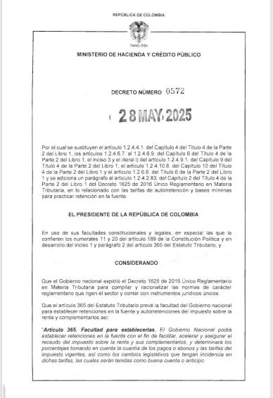 Decreto del Ministerio de Hacienda.