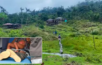 El menor de edad, de 2 años, fue trasladado a Medellín donde recibe atención médica. FOTOS: Cortesía Alcaldía de Urrao y Gobernación de Antioquia