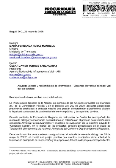 Carta de la Procuraduría.