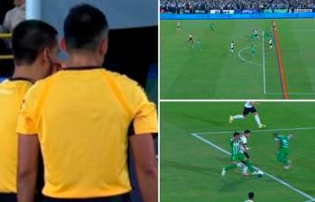 En las imágenes se observa la acción que fue anulada por fuera de lugar. FOTOS PANTALLAZOS DE LA TRANSMISIÓN DE WIN SPORTS+