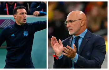 Lionel Scaloni y Luis de La Fuente, alumno y maestro se cruzan en la definición de título mundial. FOTOS AFP