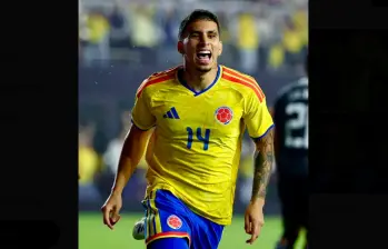 Gustavo Puerta celebra el gol con el que Colombia abrió el marcador ante Nueva Zelanda, al final victoria para los dirigidos por Néstor Lorenzo. FOTO: Cortesía FCF