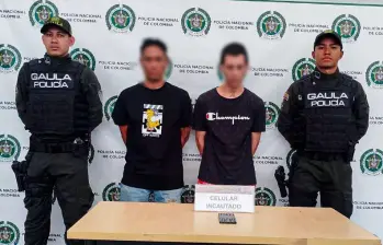 Dos hombres de 38 años pedían $5 millones por el rescate de una persona. FOTO: CORTESÍA POLICÍA
