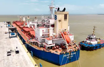 Puerto Antioquia recibió la embarcación Pelican Island, el primer buque a granel en operar en esta terminal ubicado en Turbo. FOTO: CORTESÍA
