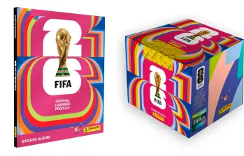 El Álbum de Panini del Mundial 2026 y la caja de láminas. FOTO PANINI