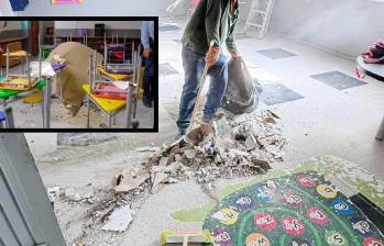 Así se encuentra la Institución Educativa José Celestino Mutis en el municipio de Apartadó a causa de las lluvias. FOTO: Cortesía Alcaldía de Apartadó.