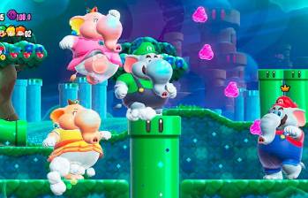 Una de las cosas que más ha llamado la atención de Super Mario Bros. Wonder tiene que ver con el potenciador que convierte a Mario en elefante. Foto: Cortesía de Nintendo. 