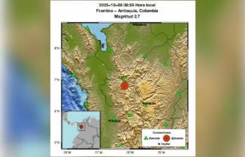 El sismo tuvo como epicentro a un municipio de la subregión del Occidente. FOTO: Tomada de X Servicio Geológico Colombiano