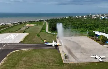 El aeropuerto Golfo de Morrosquillo se encontraba realizando obras para renovar la pista para las aeronaves. FOTO: AEROCIVIL