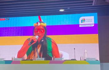 Una de las las lideresas indígenas que criticó el papel de la banca en la sociedad y en los ecosistemas fue Alicia Cahuiya, de la Amazonía ecuatoriana. Foto: Cortesía