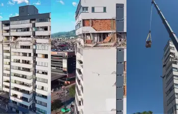 El edificio Invico tiene cincuenta años de historia, su construcción fue fundante para Risaralda, pues en su momento fue el más alto de la región; con el terremoto sufrió graves daños y tendrá que demolerse. FOTO Redes sociales