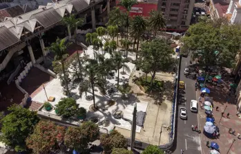El Parque Berrío tendrá un nuevo piso de mármol Royal Veta gracias a su renovación. Así va la ejecución de las obras. Foto: cortesía Alcaldía de Medellín.