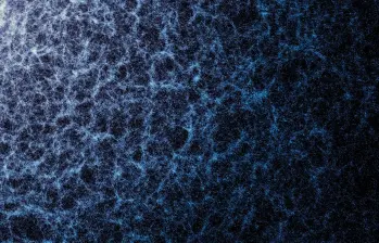 Esta es una pequeña parte del mapa tridimensional construido por DESI a lo largo de cinco años, donde cada punto representa una galaxia. FOTO tomada de DESI/DOE/KPNO/NOIRLab/NSF/AURA/R.