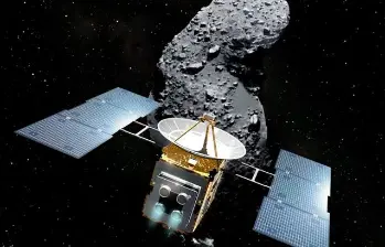 Ilustración de la sonda japonesa acercándose al asteroide. Imagen AFP