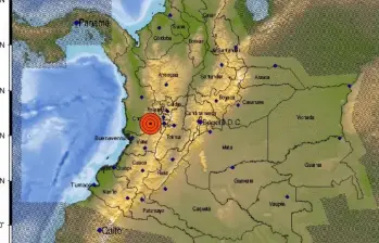Sismo de 4,9 tuvo como epicentro el municipio de El Dovio, Valle del Cauca. FOTO: SERVICIO GEOLÓGICO COLOMBIANO
