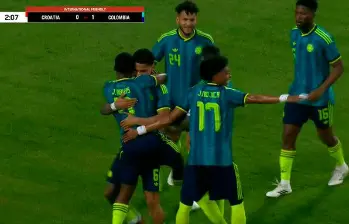 Colombia iguala parcialmente frente a Croacia. FOTO PANTALLAZO TOMADO DE LA TRANSMISIÓN DE TELEVISIÓN