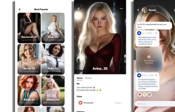Interfaz de la app Blush, que permite conversar con avatares de IA en tono romántico o sexual. FOTO EL COLOMBIANO